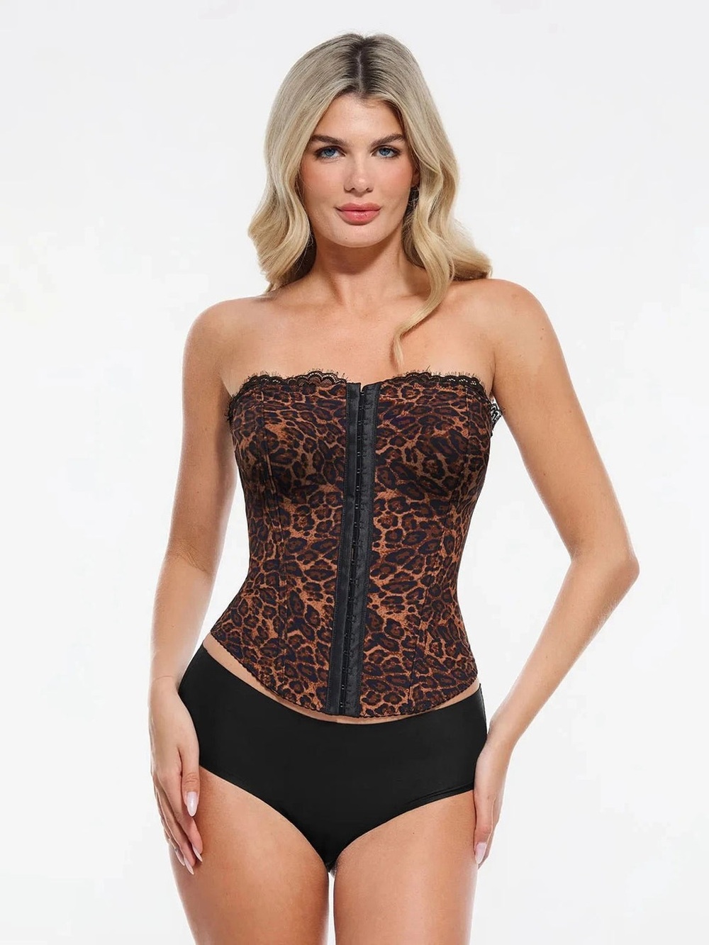 **NWT**Strapless Leopard Print Waist Trainer Corset - Brown